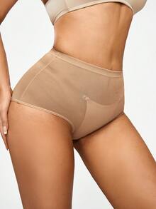 SHAPORA High Waisted Mesh Shapewear Panty Without Thong - Apricot - View 5