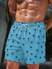 Manfinity KASUA Men's Vacation Palm Tree Print Drawstring Waist Beach Shorts - Multicolor - View 4