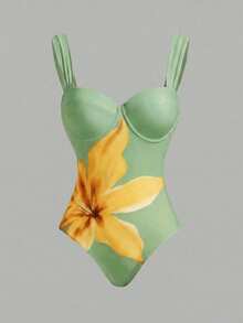 Swim Oasis 女款度假海灘花卉印花性感連身衣搭配綁帶抓皺長裙套裝 - 彩色 - 查看 4