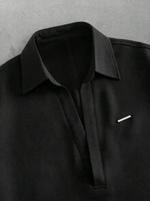 GENTILAND Men's Black Short Sleeve Button-Up Shirt, Relaxed Fit, Minimalist Summer - Black - View 4