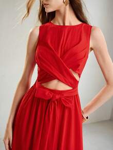 MOTF PREMIUM SEXY WOMEN'S MID-LENGTH DRESS WEDDING DINNER PARTY RAVE RED SUMMER - Red - View 3