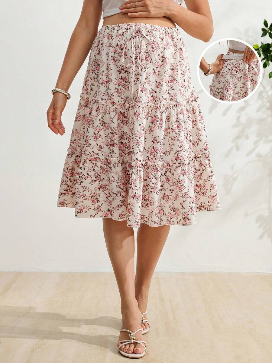 SHEIN 孕婦度假休閒碎花裙 - 彩色 - 查看 1