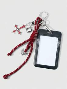 ROMWE 1 New Gothic Red Star Cross Love Hand-Braided Rope Skull Other Side Flower Letter Printing Star Card Keychain Bag Pendant, Worn By Student Parties - Black - View 2