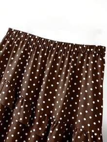 GlowEve CURVE 春夏秋優雅通勤度假風極簡休閒女裝花卉印花百搭舒適面料大尺碼裙 - 棕色 - 查看 3