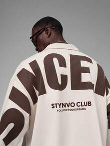 STYNVO Men's Casual Letter Print Shirt, Summer - Apricot - View 3