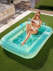 Fashionable Tropical Inflatable Sun Swimming Ring With Detachable Pillow-Adult Heavy-Duty Swimming Pool Accessories, Sun Bath And Relaxation; Swimming Ring With Ribbed Base Is Suitable For Lake, River And Ocean Play; Swimming Pool Party Supplies, Summer Swimming Pool Inflatable Swimming Ring - Floating Liner - View 9