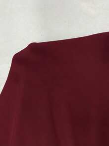 SHEIN LUNE Plus Size Women's Solid Color Casual Versatile Everyday Top - Burgundy - View 7