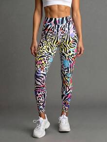 SHEIN Abbigliamento per ragazze adolescenti con stampa leopardata & zebra, casual versatile per uso quotidiano, viaggi, sport, ritorno a scuola - Multicolore - Visualizzare 5
