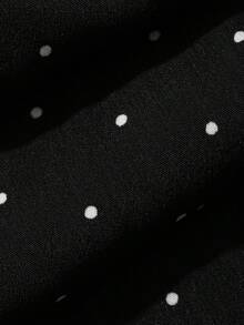 Dazy Plus 時尚波點拼接荷葉邊吊帶休閒寬鬆黑色大尺碼女款春夏無袖連身褲 - 黑色 - 查看 3