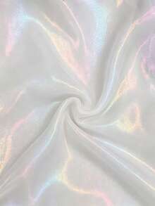 GlowEve 高級幻彩透視雪紡綁帶度假休閒女款襯衫 - 白色 - 查看 4