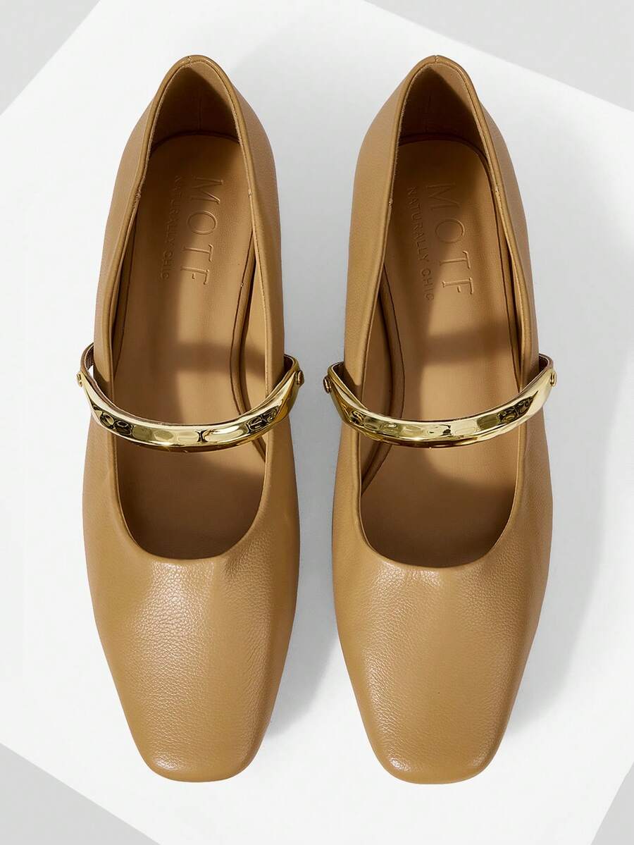 MOTF PREMIUM ELEGANT COMMUTING VERSATILE METAL RING WOMEN FLAT SHOES FOR CHRISTMAS - Light apricot - View 1