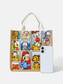 GARFIELD | SHEIN Handbag Lunch Bag, Women Casual Tote Bento Box Dinner Large Capacity Camping Student Picnic Food Beverage Bag With Cartoon Pattern, Perfect For Beach Vacation, Travel, Shopping, And Vacation Essentials - cat - View 5