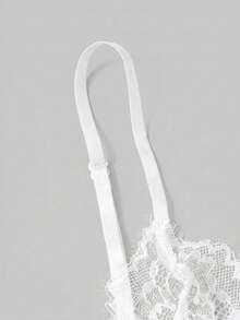 ROMWE Goth Eyelash Lace Bodysuit Sexy Lingerie - White - View 4