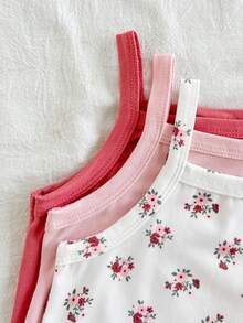 SHEIN Baby Girls Spring And Summer Comfortable, Simple, Fresh Multi-Color Halter Top Dress Set. Sweet, Lively And Adorable Country Style. Made Of Knitted Fabric, With Moderate Thickness. A-Line Shape, Ruffled Skirt And Floral Patterns. Suitable For Various Occasions Such As Daily Outings, Vacation Trips, And Relaxation. - Multicolor - View 8