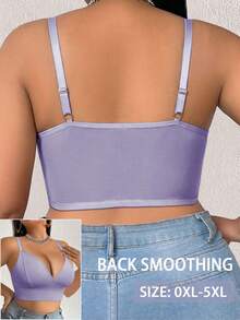 SHEIN 1 pieza Bustier minimalista y cómodo de unicolor para mujer de talla grande - Púrpura polvoriento - Ver 2