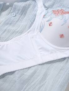 SHEIN 2件組刺繡女款內衣套裝 - 白色 - 查看 3
