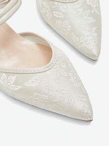 Eladyva New Arrival Pointed Toe Embroidered Double-Purpose High Heels Chunky Heel Slippers Sandals,Elegant,Mule,Elegant,Summer Outfits - Beige - View 7