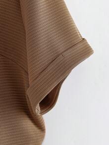 GlowEve CURVE 春夏秋棕色條紋刺繡通勤休閒大尺碼兩件組 - 棕色 - 查看 8