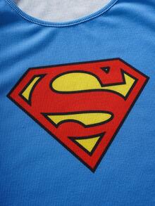 SUPERMAN X SHEIN Men's Print Tank Top And Shorts Loungewear Set - Blue - View 4