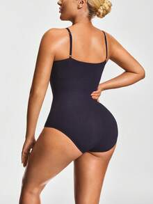 SHAPORA 女士纯色休闲连身衣塑身衣 - 黑色 - 查看 7
