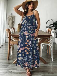 SHEIN VCAY 2026新款度假休閒復古碎花波西米亞大尺碼女款細肩帶洋裝 - 彩色 - 查看 4