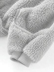 1 Piece Pet Plush Four-Legged Clothes, Solid Color Windproof Warm Outfit, Dog Sweater Hoodie, Suitable For Cats & Puppies In Autumn And Winter - Grey - View 11