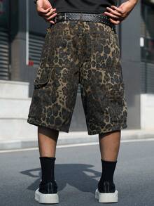Manfinity EMRG Men's Street Style Casual Multi-Pocket Cargo Camouflage Leopard Print Denim Shorts - Multicolor - View 2
