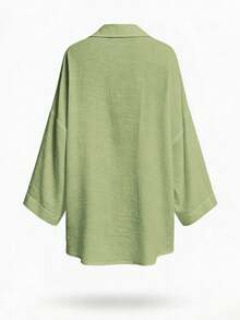 SHEIN Swim Women's Solid Color Single-Breasted Casual Daily Outing Kimono Shirt - Mint Green - View 8