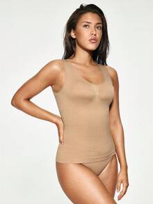 SHAPORA Women's Seamless Minimalist Shapewear Camisole, Basic Vest, Slimming Waist, Suitable For All Seasons - Apricot - View 5