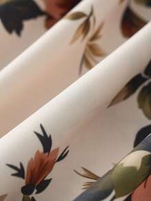 GlowEve CURVE Plus Size  Elegant Casual Floral Print Midi Dress For Women Wedding Guest Vacation Beige Fall Work Outfits  Country Party  Festival  Summer Autumn - Apricot - View 3