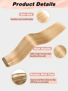Seamless Natural Blending 100g Sew In Hair Extensions Real Human Hair Black 22inch Remy Double Weft Hair Extensions For Volume And Length - S27/613 - View 6