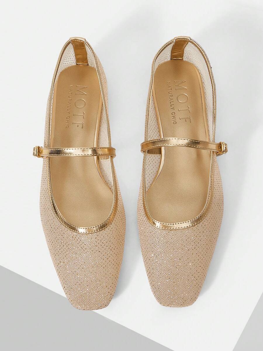 MOTF LADIES MESH FASHION FLAT SHOES - Gold - View 1