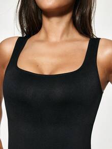 SHAPORA Bodysuit Wanita Modis, Cocok Sebagai Pakaian Dalam Luar Musim Panas - Hitam - View 7