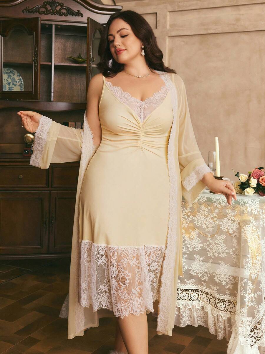 Côtesoire Plus Size Elegant Contrast Color Lace Patchwork Camisole ...