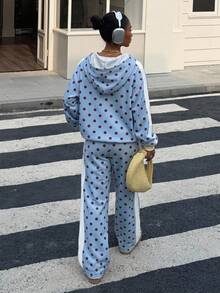 Muchica 2026世界盃運動色塊圓點與色塊條紋馬標印花女款運動衫與運動褲2件套，復古、學院風、經典、時尚、年輕且街頭風。光滑舒適面料，適合比賽日。2026世界盃運動時尚比賽日足球街頭風球衣 - 彩色 - 查看 7