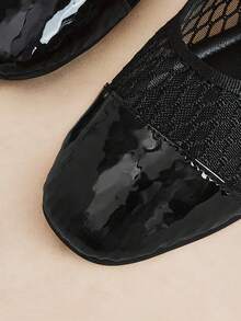 Rosivie Women Shoes Black Mesh Patent Leather Mary Jane Shoes, Square Toe Word With Soft Sole Commuter Breathable Shoes - Mesh black - View 5