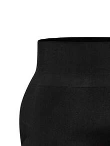 SHAPORA Fondo de ropa interior moldeadora de unicolor de cintura alta, versátil y casual para tallas grandes - Negro - Ver 9
