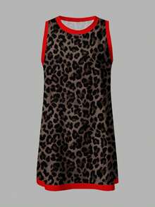 SHEIN EZwear 休閒簡約度假波希米亞優雅浪漫復古豹紋印花女款通勤音樂節海灘度假夏季洋裝 - 白色 - 查看 3