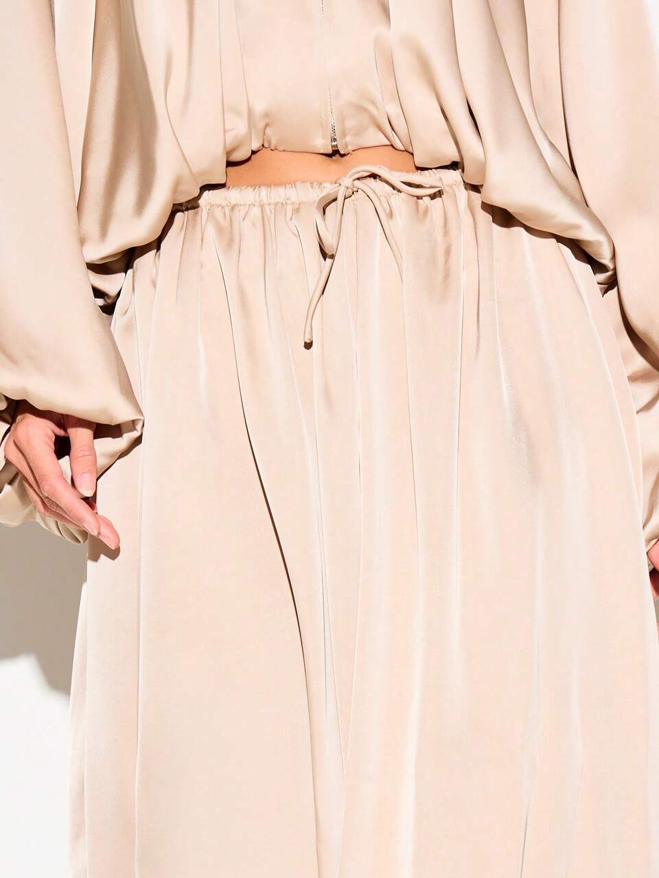 KIZN Satin Balloon Trousers With Drawstring Waist