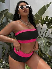 Swim Vcay 2025 Plus Size Bandeau Two-Piece Swimsuit - Multicolor - View 4