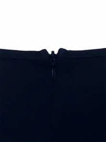 SHEIN LUNE CURVE Gaun Lengan Pendek Warna Polos Elegan Ukuran Plus untuk Musim Panas - Navy Blue - View 3