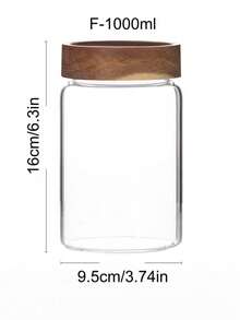 1pc Glass Storage Jar, Airtight Food Container With Wooden Lid, Transparent Glass Canister Suitable For Pantry, Kitchen To Store Flour, Sugar, Tea, Coffee, Snacks, Spices, Etc. - Multicolor - View 9