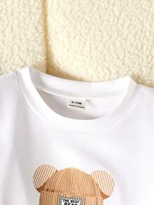 SHEIN Playful Pals 男婴工装口袋背心套装，包含字母印花短袖T恤和休闲工装裤，时尚百搭，清爽舒适面料，适合夏季室内外穿着 - 卡其色 - 查看 9