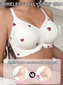 PetitDoll 1 chiếc nội y không đường may phong cách gợi cảm in hình trái tim đỏ - trắng - Xem 3