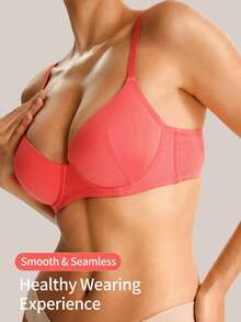 Barelissa 1 pieza Sujetador con aro de estilo minimalista para mujer - Rosa Roja - Ver 3