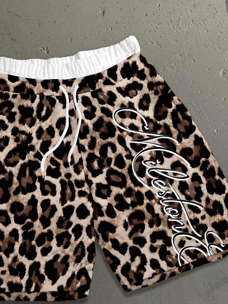 StoneGrade Men's Black And White Leopard Print Summer Streetwear