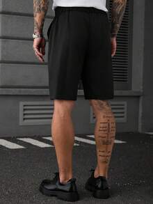 SLATEMANN Men's Solid Color Pocket Straight Leg Loose CasualBermuda Shorts - Black - View 2