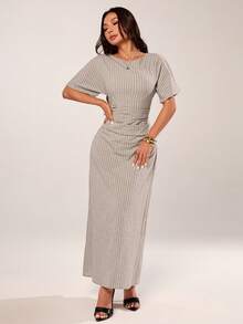 Women Long Dresses - 杏色 - 查看 3