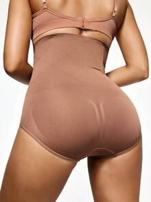 SHAPORA Deep Skin Tone, Chocolate Color, High Elasticity, Waist Slimming, Flattering Curves, Minimalist Daily Wear Women's Shapewear Bottom - Coffee Brown - View 2
