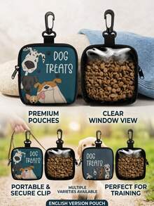 PETSIN 1pc Zippered Dog Treat Pouch - Portable Polyester Pet Snack Bag Suitable For Outdoor Activities And Walking, Available In Black, Red, Purple, Blue, Suitable For Dog Owners And Trainers To Carry Pet Treats, Dog Accessories, Dog Snack Bag, Dog Toys, Dog Walking Bag, Dog Snack Storage - Multicolor - View 1